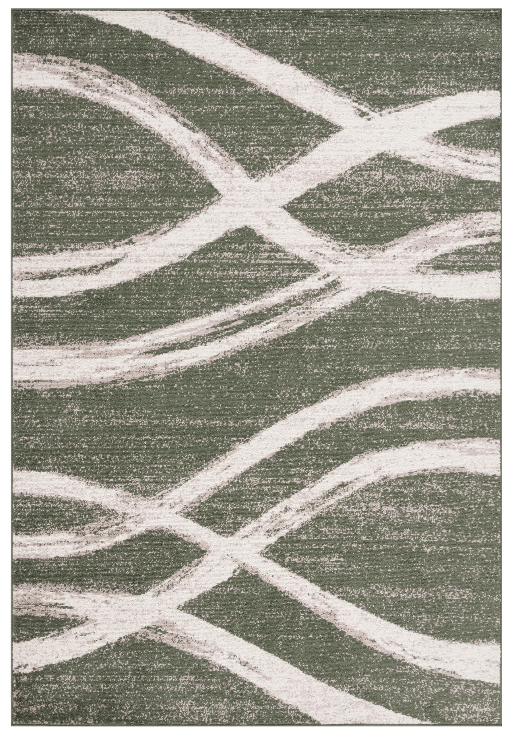 Safavieh Adirondack Collection Area Rug - 6' Square, Dark Green & Ivory, Modern Wave Design, Non-Shedding & Easy Care, Ideal For